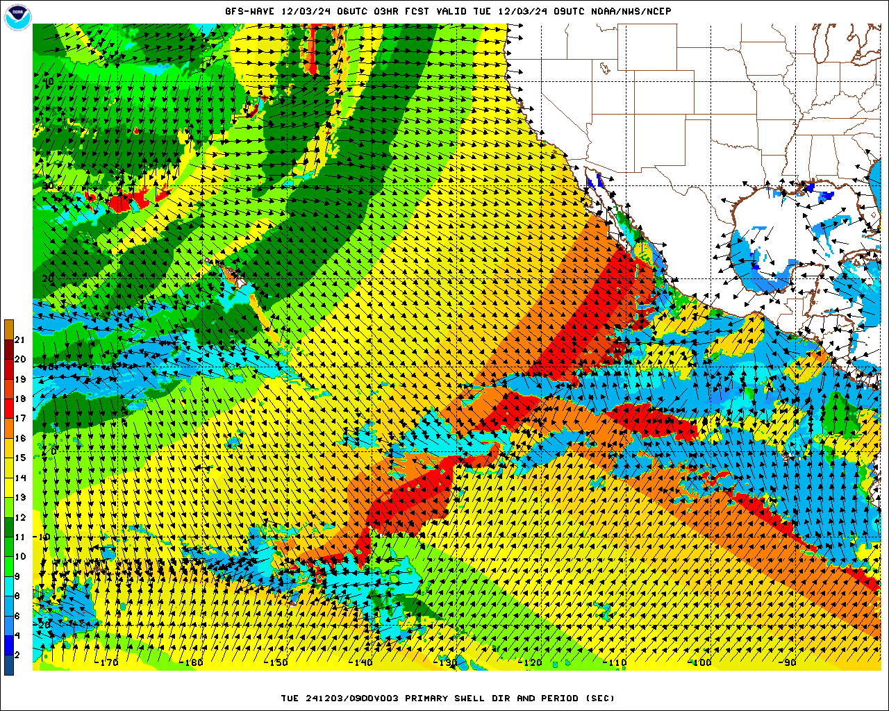 West Coast USA Wave Period Forecast