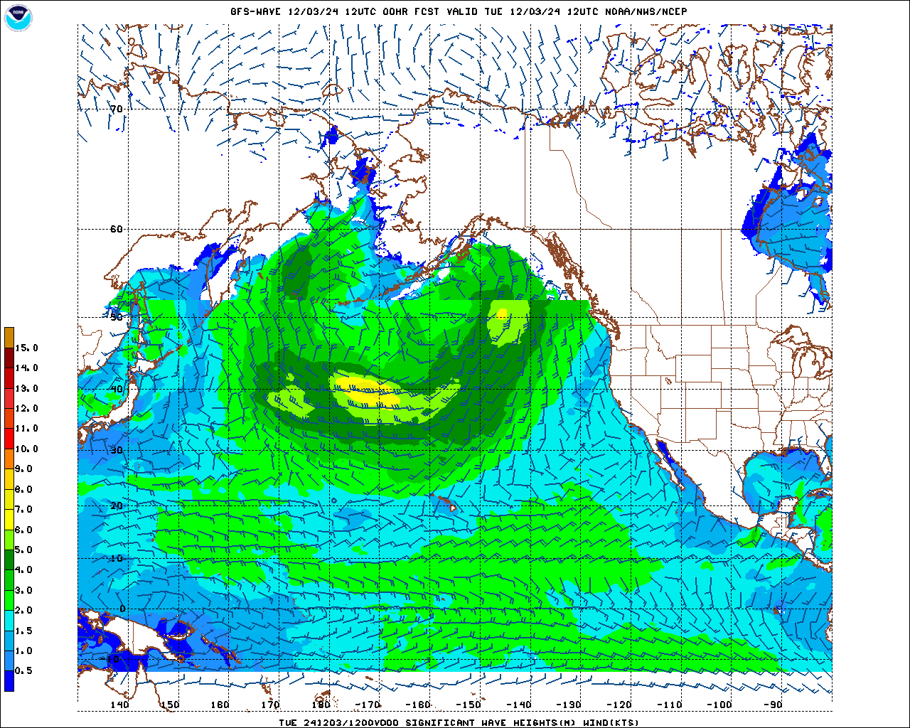 Alaska, Canada and Russia Wave Height Forecast