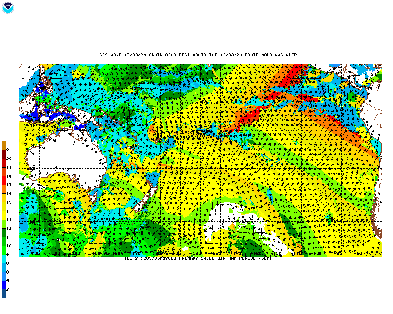 Australia and Indonesia Wave Period Forecast