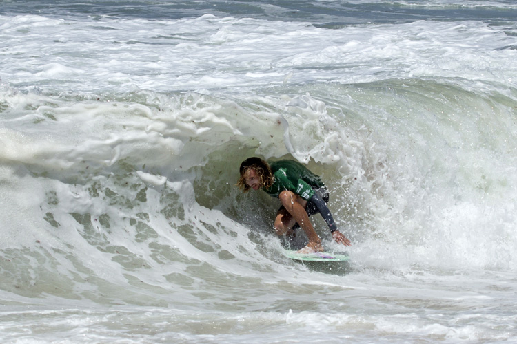 Blair Conklin: negotiating a whitewater barrel in Portugal | Photo: Santa Cruz Ocean Spirit