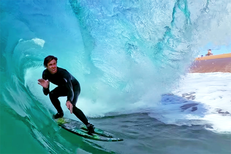 Brad Domke: riding a skimboard deep inside Cylinders