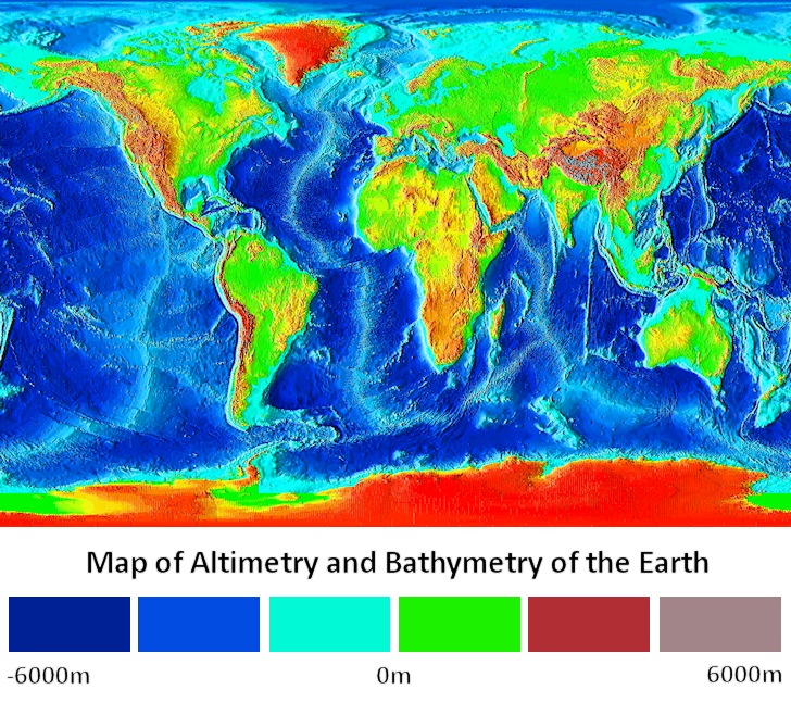 Bathymetry: deep water regions deliver bigger surfable waves