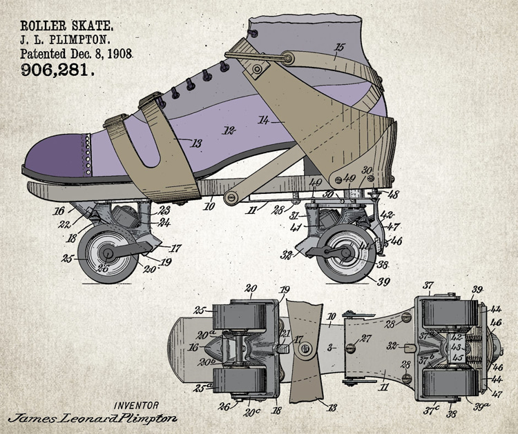 James Leonard Plimpton: the groundbreaking 1863 roller skate patent | Illustration: World Intellectual Property Organization