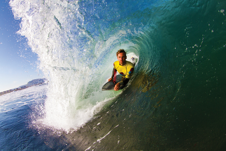 Rob Barber: the founder of Bodyboard School and Bodyboard Holidays getting barreled somewhere in Ireland | Photo: Barber Archive