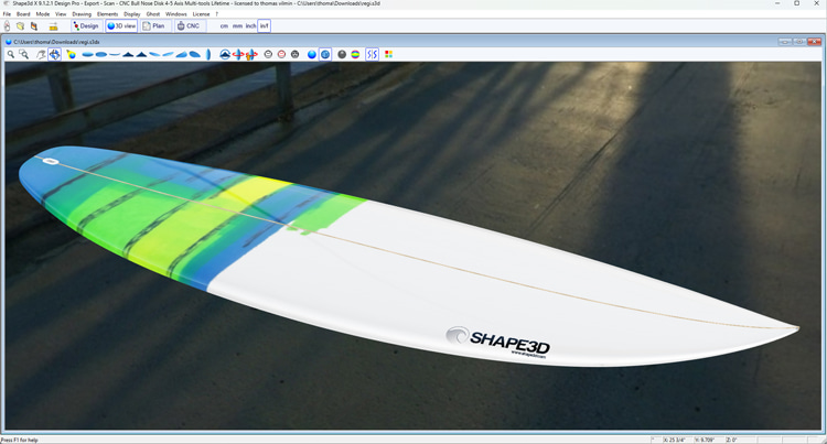 Shape3D: one of the most widely used surfboard design CAD/CAM software | Photo: Shape3D