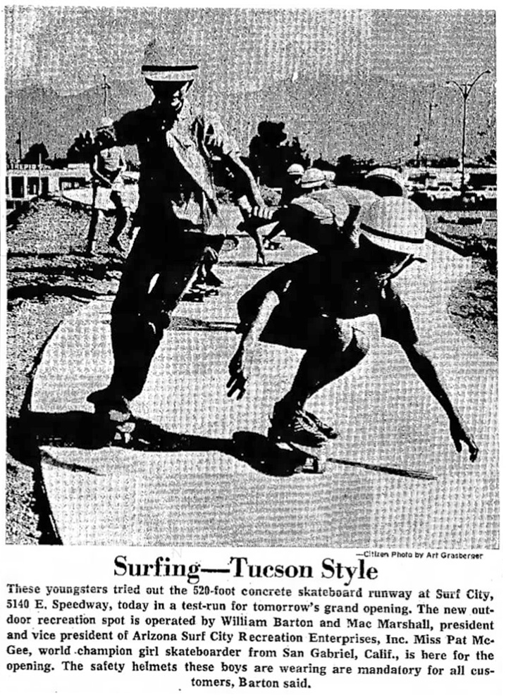 Surfing - Tucson Style: here's how the Tucson Daily Citizen newspaper described Arizona's Surf City skatepark